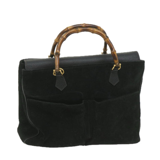 GUCCI Bamboo Hand Bag Suede Black 002 123 0322  9370