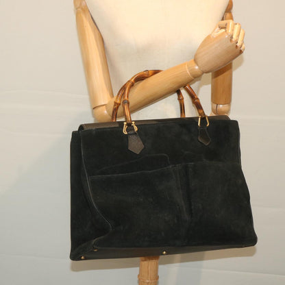 GUCCI Bamboo Hand Bag Suede Black 002 123 0322  9370