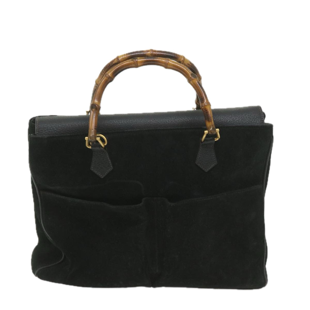 GUCCI Bamboo Hand Bag Suede Black 002 123 0322  9370