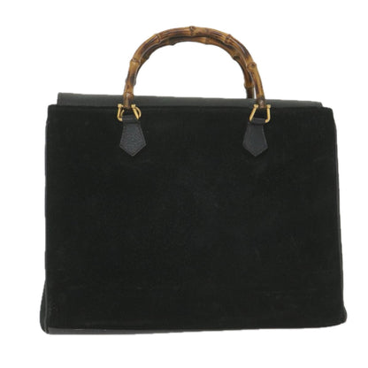 GUCCI Bamboo Hand Bag Suede Black 002 123 0322  9370