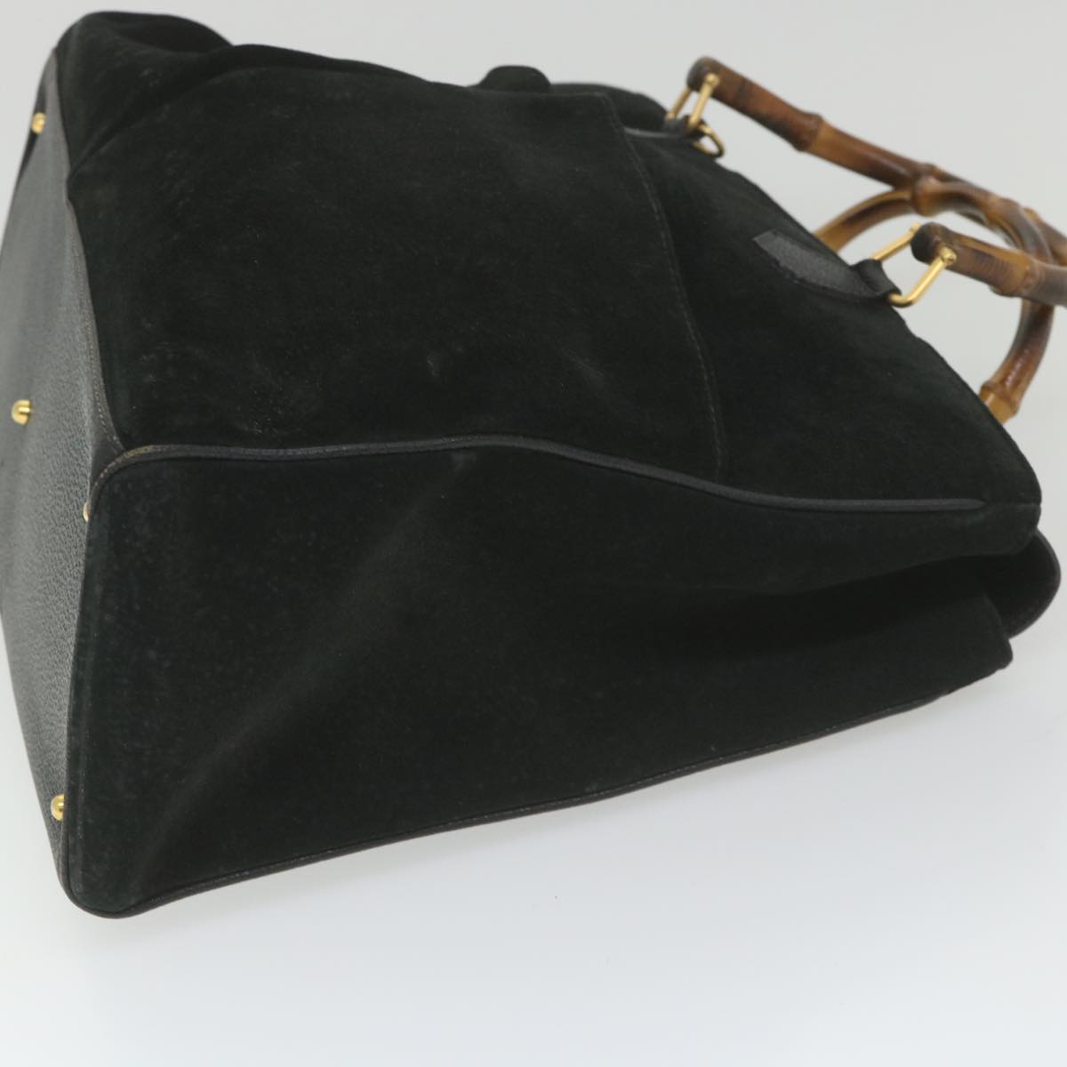 GUCCI Bamboo Hand Bag Suede Black 002 123 0322  9370