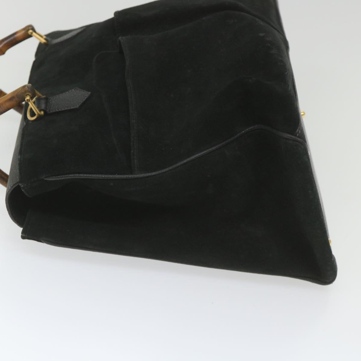 GUCCI Bamboo Hand Bag Suede Black 002 123 0322  9370