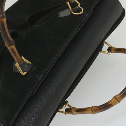 GUCCI Bamboo Hand Bag Suede Black 002 123 0322  9370