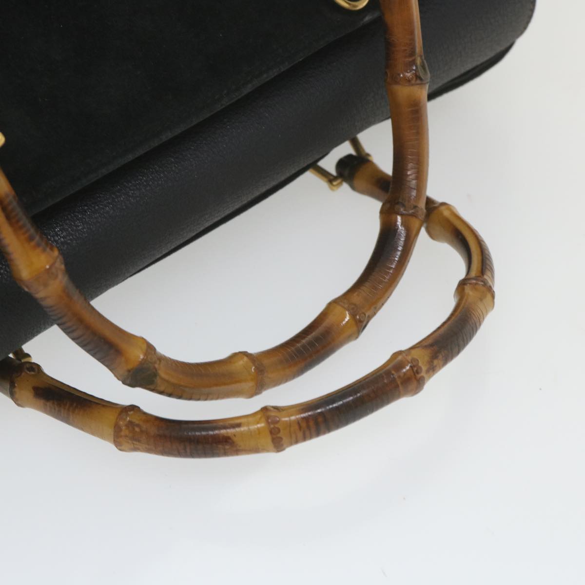 GUCCI Bamboo Hand Bag Suede Black 002 123 0322  9370
