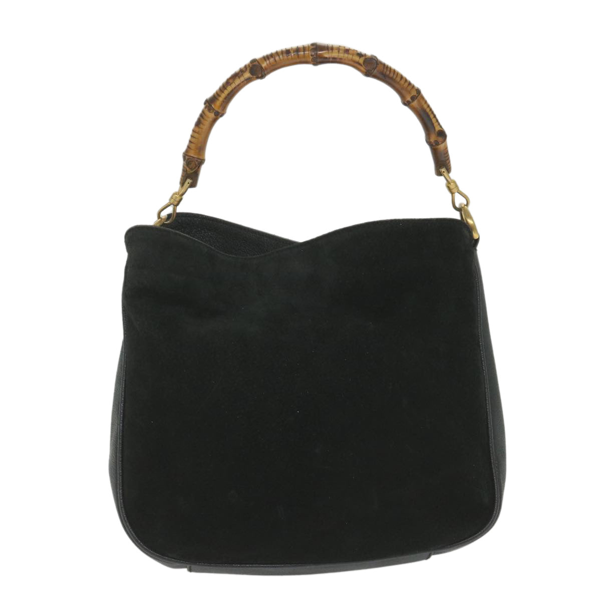 GUCCI Bamboo Shoulder Bag Suede Black 001 1781 1638  9409