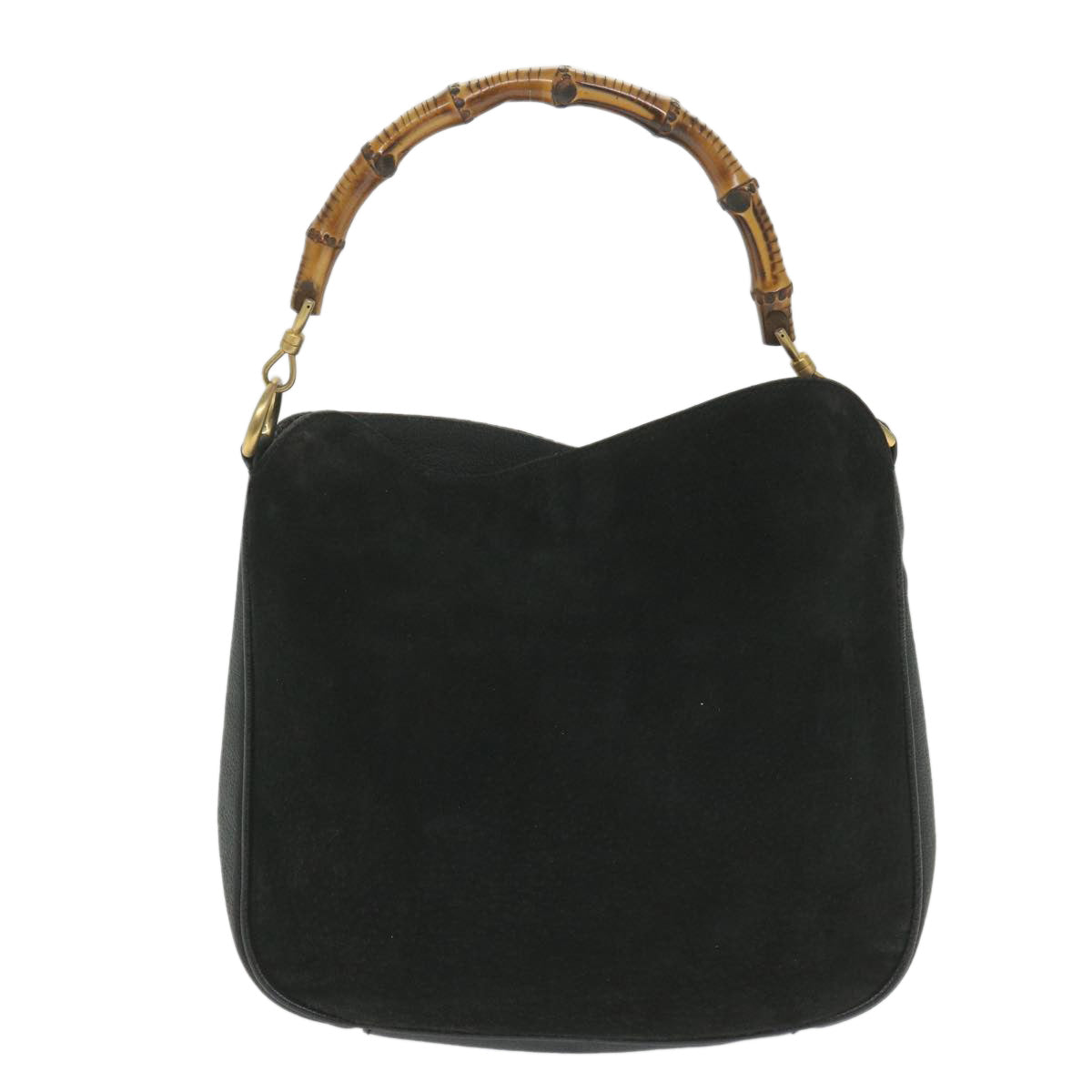 GUCCI Bamboo Shoulder Bag Suede Black 001 1781 1638  9409