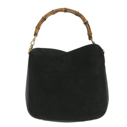 GUCCI Bamboo Shoulder Bag Suede Black 001 1781 1638  9409