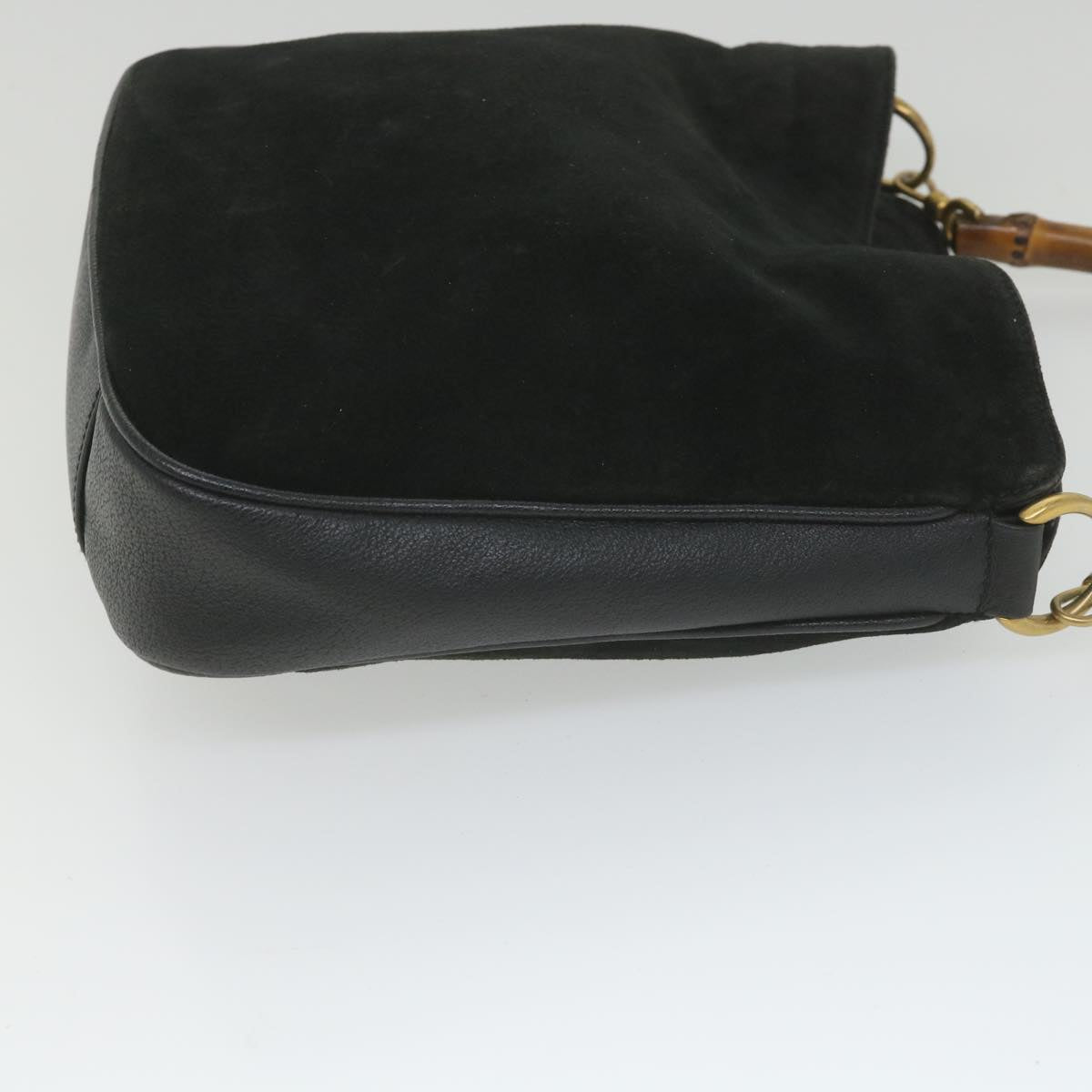 GUCCI Bamboo Shoulder Bag Suede Black 001 1781 1638  9409
