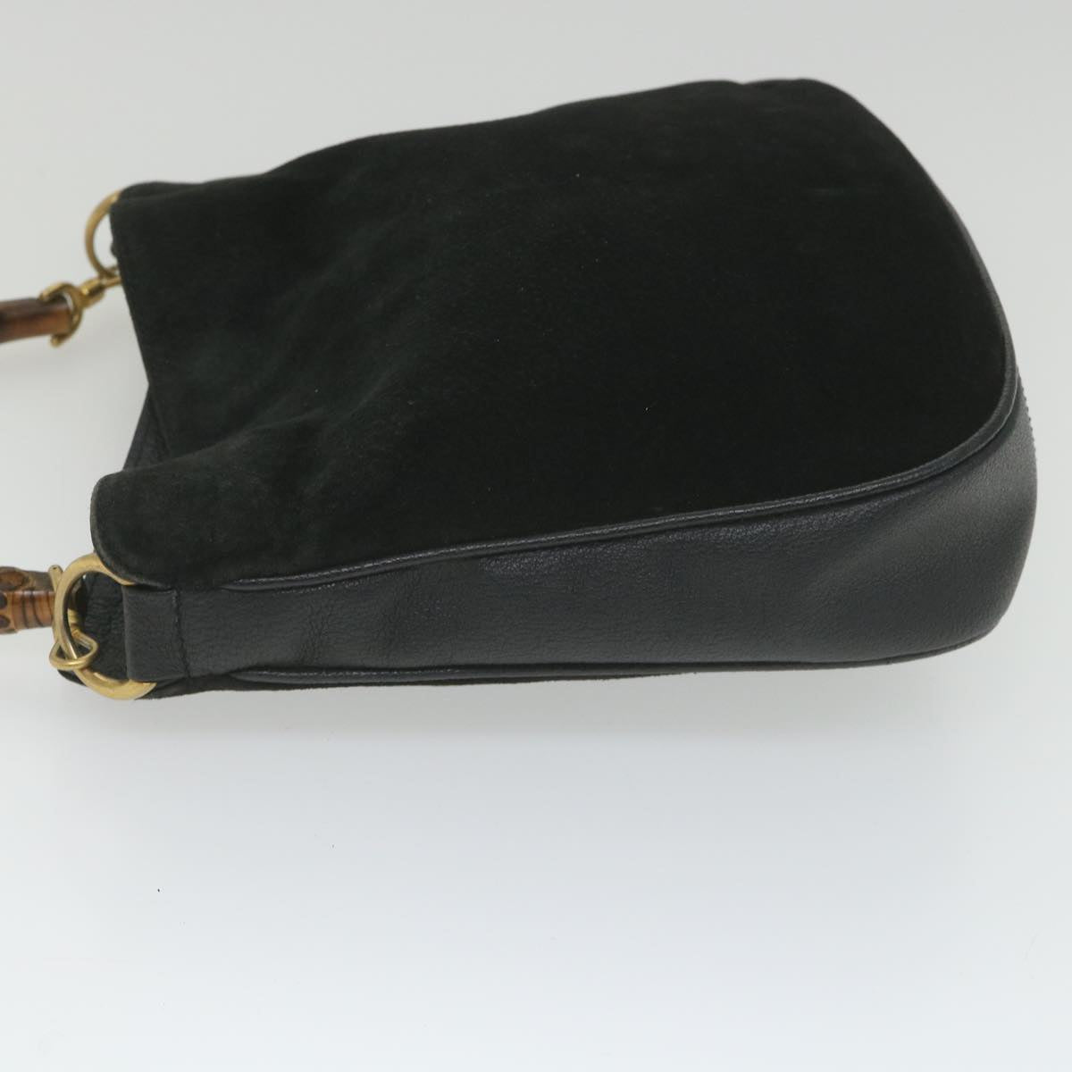 GUCCI Bamboo Shoulder Bag Suede Black 001 1781 1638  9409