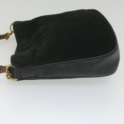 GUCCI Bamboo Shoulder Bag Suede Black 001 1781 1638  9409