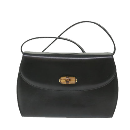 GUCCI Bamboo Turn Lock Shoulder Bag Leather Black 004 46 0474  9494