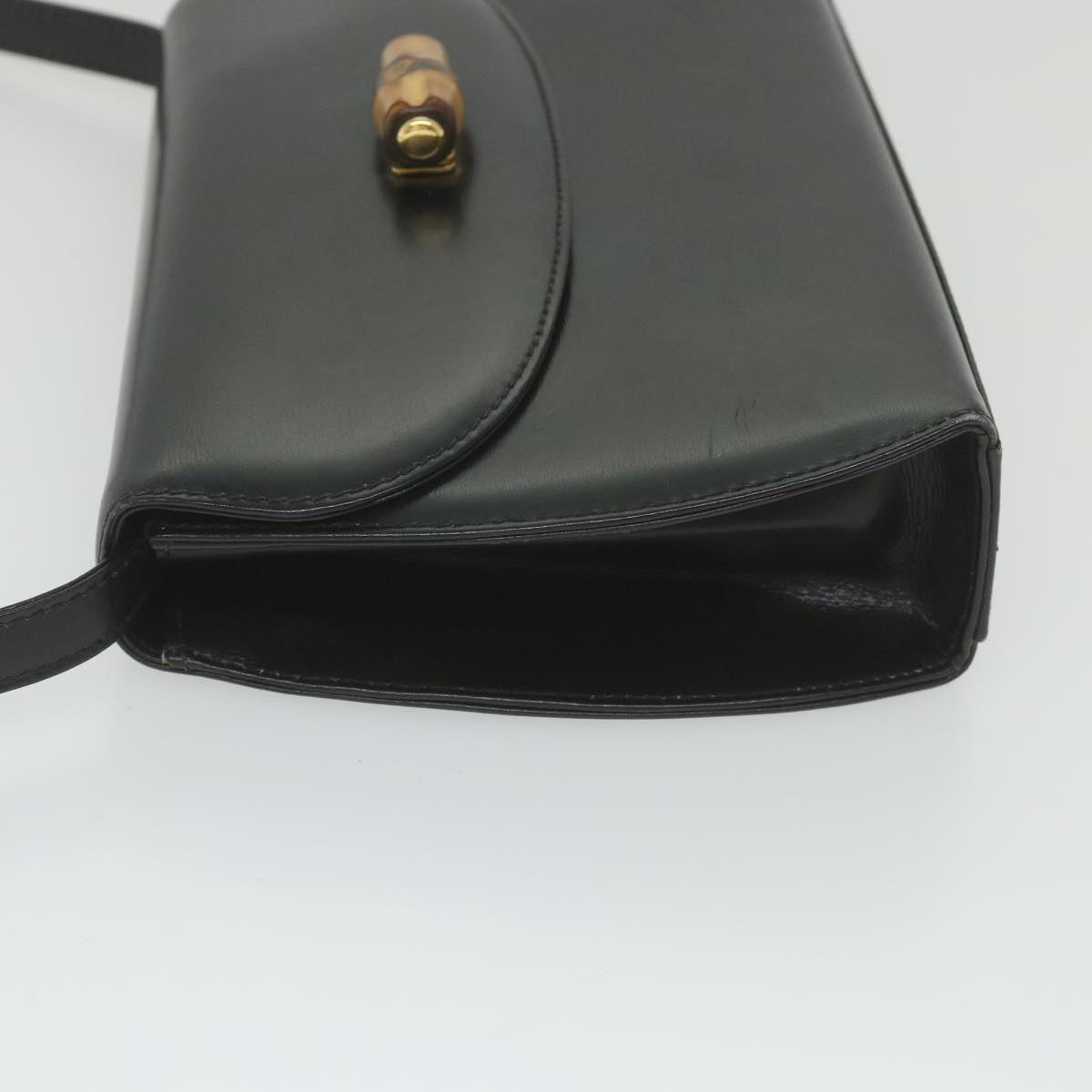 GUCCI Bamboo Turn Lock Shoulder Bag Leather Black 004 46 0474  9494