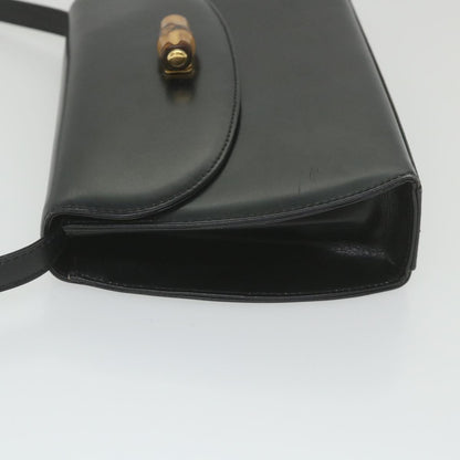 GUCCI Bamboo Turn Lock Shoulder Bag Leather Black 004 46 0474  9494