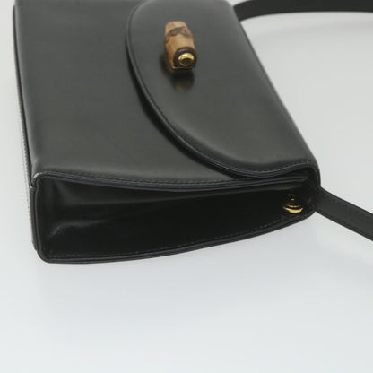 GUCCI Bamboo Turn Lock Shoulder Bag Leather Black 004 46 0474  9494