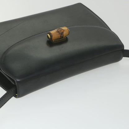 GUCCI Bamboo Turn Lock Shoulder Bag Leather Black 004 46 0474  9494