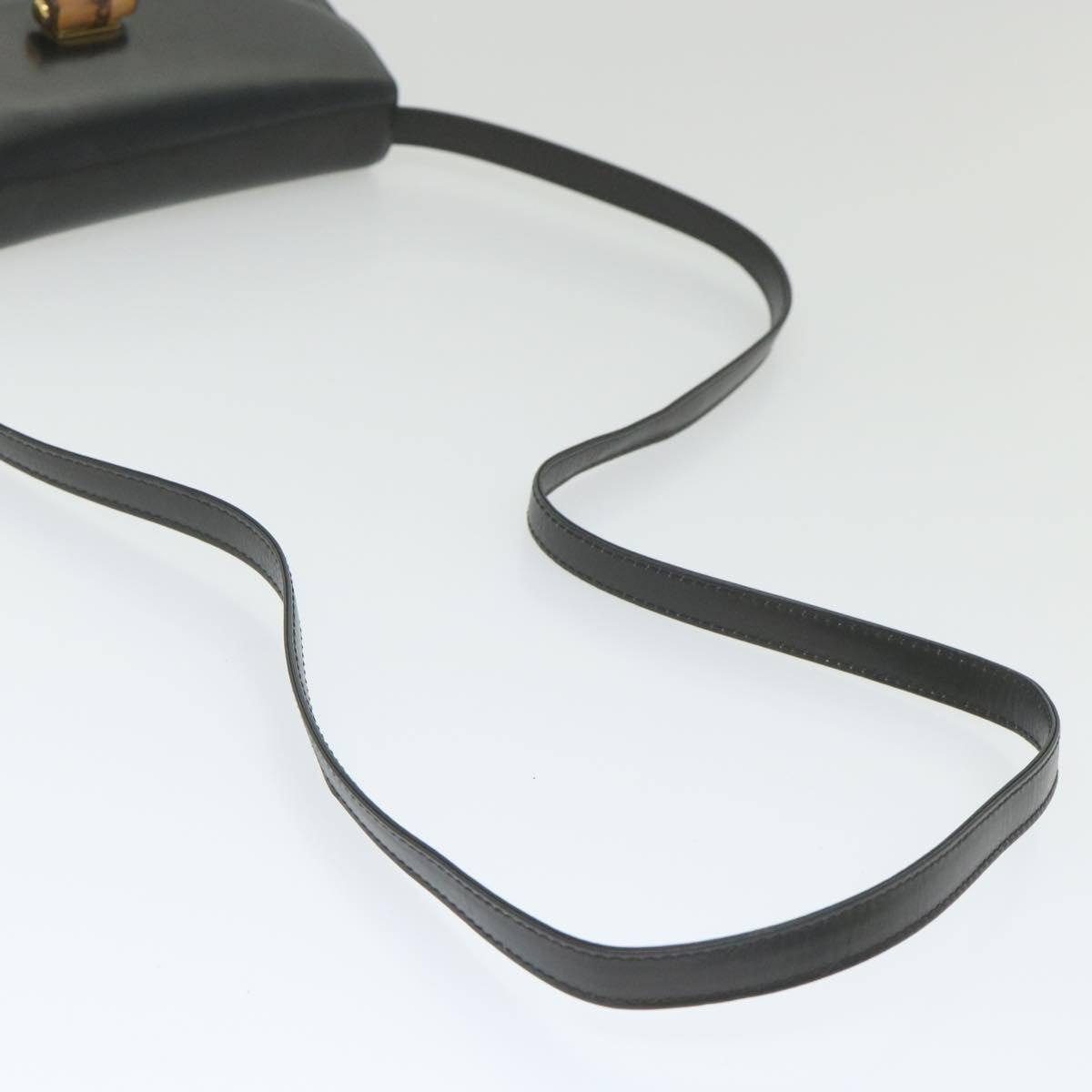 GUCCI Bamboo Turn Lock Shoulder Bag Leather Black 004 46 0474  9494