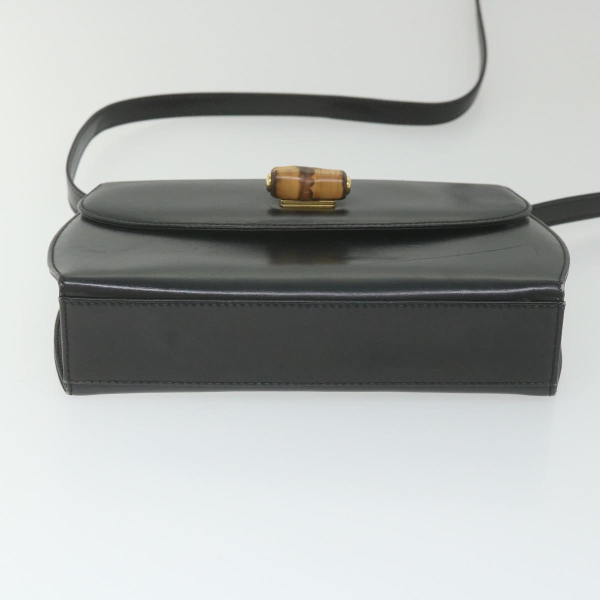 GUCCI Bamboo Turn Lock Shoulder Bag Leather Black 004 46 0474  9494