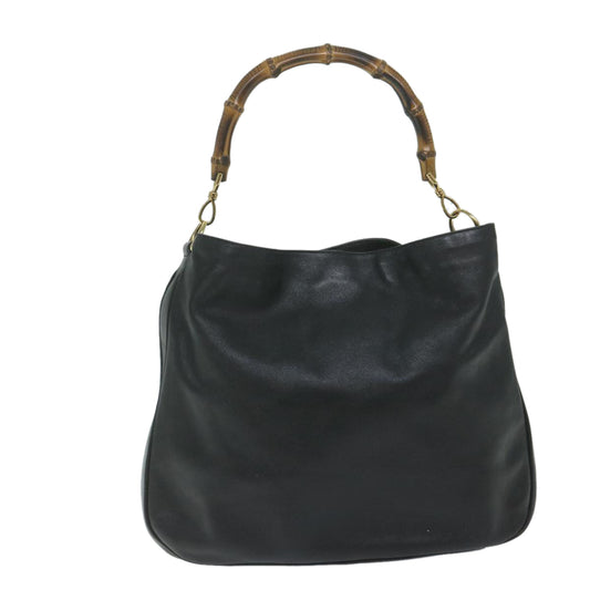 GUCCI Bamboo Shoulder Bag Leather Black 001 1577  9607