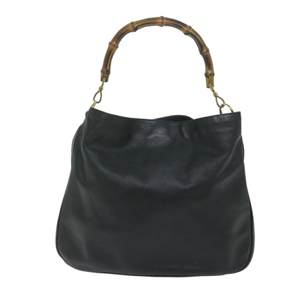 GUCCI Bamboo Shoulder Bag Leather Black 001 1577  9607