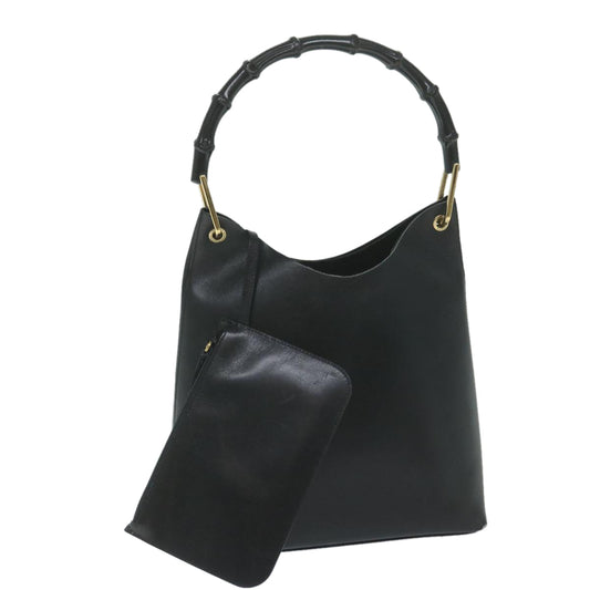 GUCCI Bamboo Shoulder Bag Leather Black 001 2058  9616