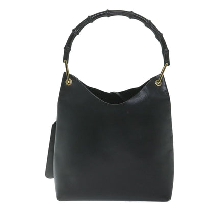 GUCCI Bamboo Shoulder Bag Leather Black 001 2058  9616