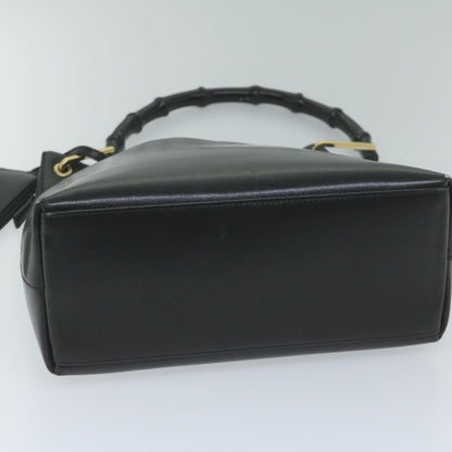 GUCCI Bamboo Shoulder Bag Leather Black 001 2058  9616