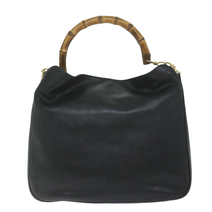 GUCCI Bamboo Shoulder Bag Leather Black 001 1577  9617
