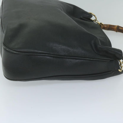 GUCCI Bamboo Shoulder Bag Leather Black 001 1577  9617