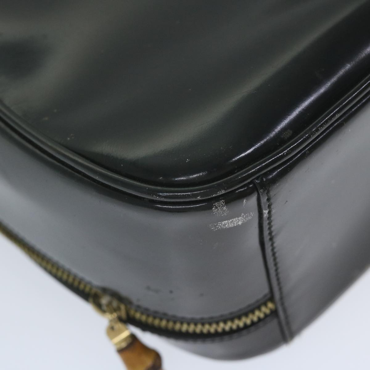 GUCCI Bamboo Vanity Cosmetic Pouch Patent leather Black 000 3270  9625