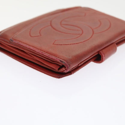 CHANEL Wallet Lamb Skin Red CC yt987