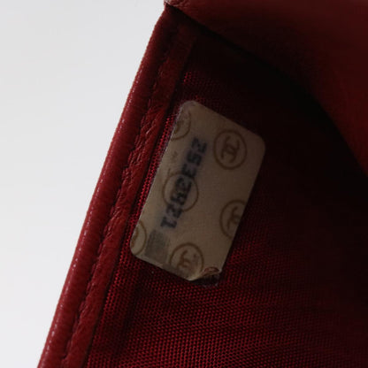 CHANEL Wallet Lamb Skin Red CC yt987