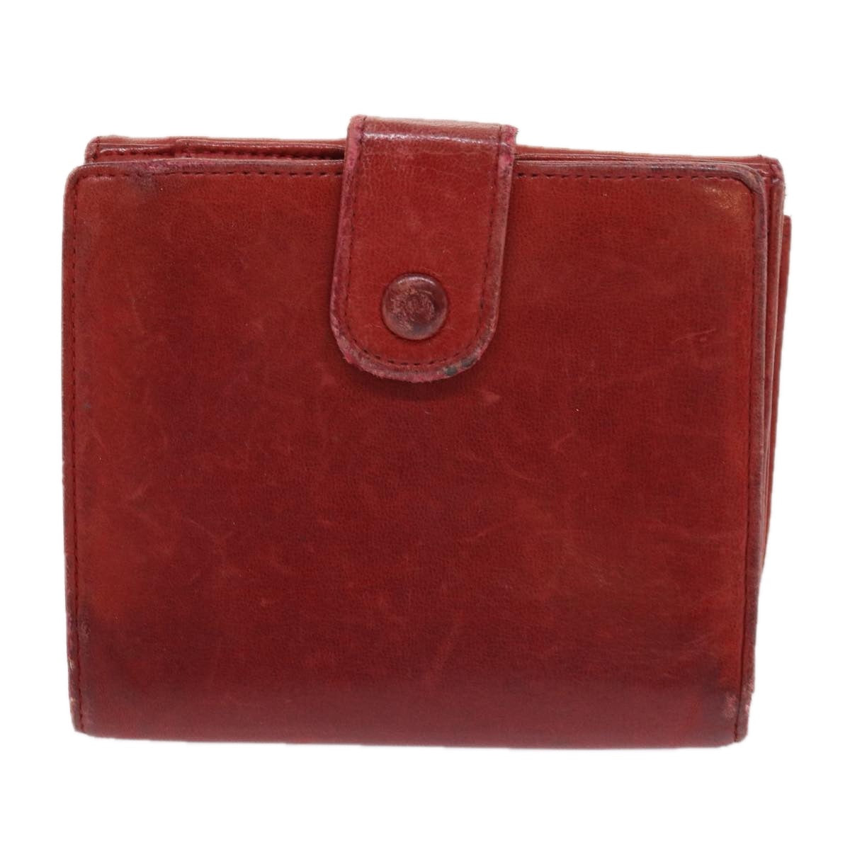 CHANEL Wallet Lamb Skin Red CC yt987