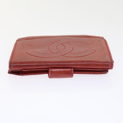 CHANEL Wallet Lamb Skin Red CC yt987