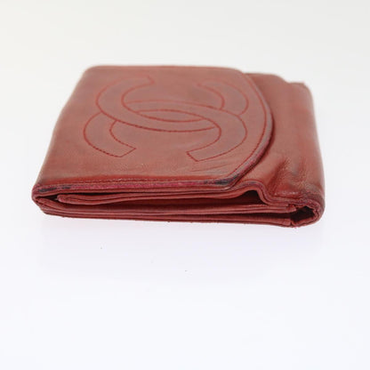 CHANEL Wallet Lamb Skin Red CC yt987
