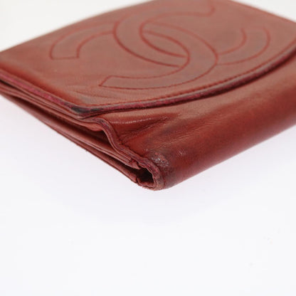 CHANEL Wallet Lamb Skin Red CC yt987