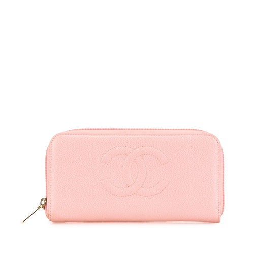 Chanel Caviar Skin Long Wallet Pink