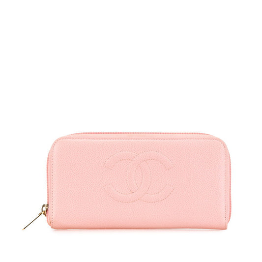 Chanel Caviar Skin Long Wallet Pink